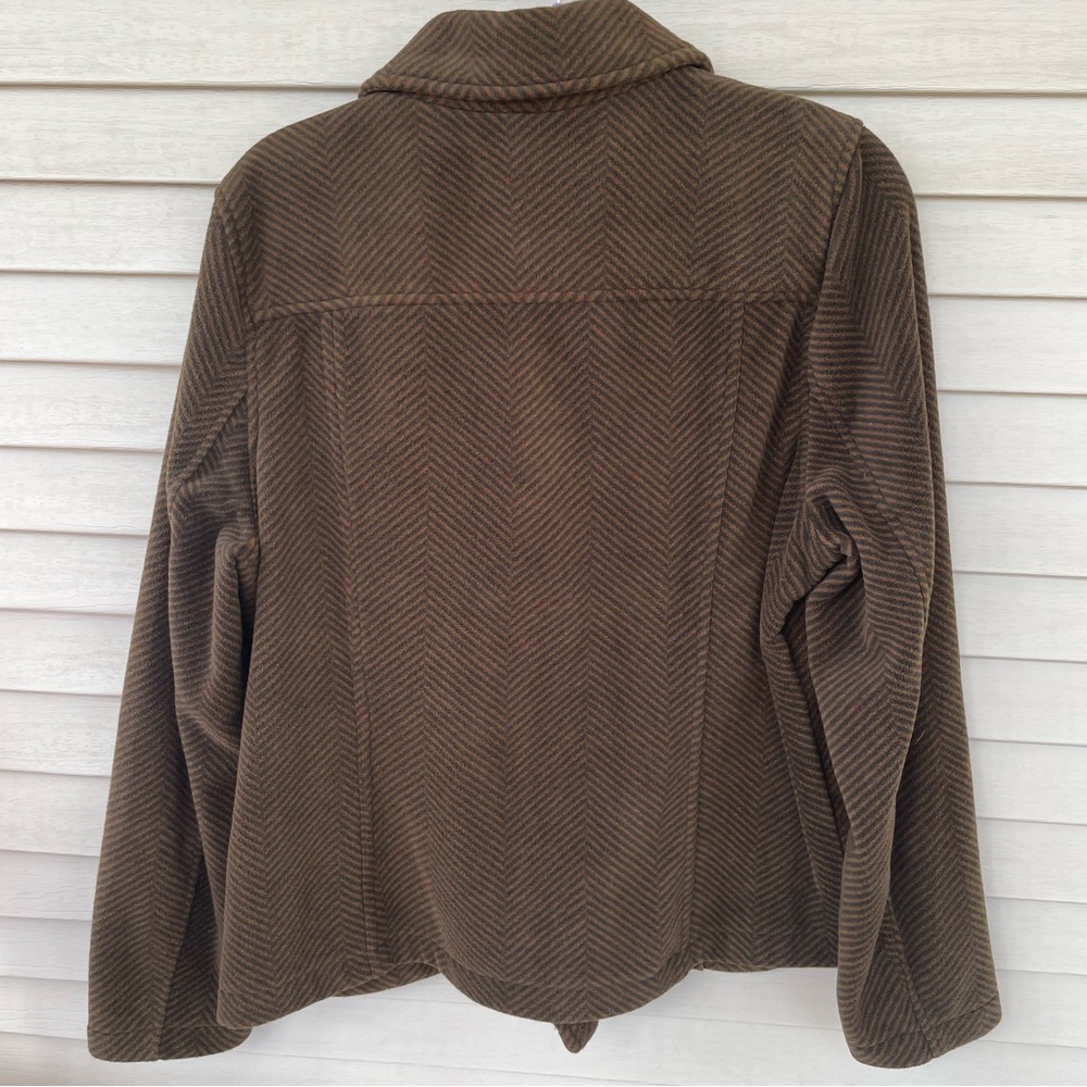 Isaac Mizrahi LIVE Asymmetrical Zip Herringbone Jacket Size L - Picture 2 of 8